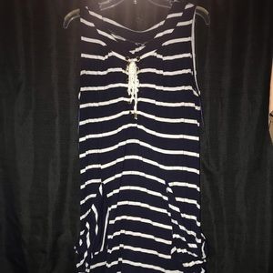 Striped sailor swim cover up